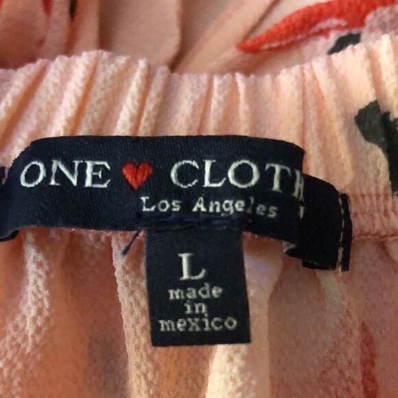 One Clothing floral shoulder tie short sleeve peach top Size L - Picture 4 of 5